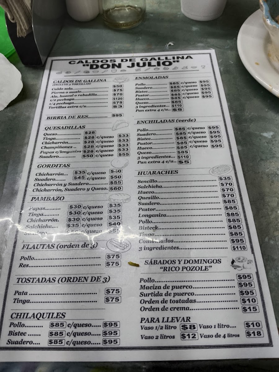 Caldos de gallina don julio Menu - Image 1
